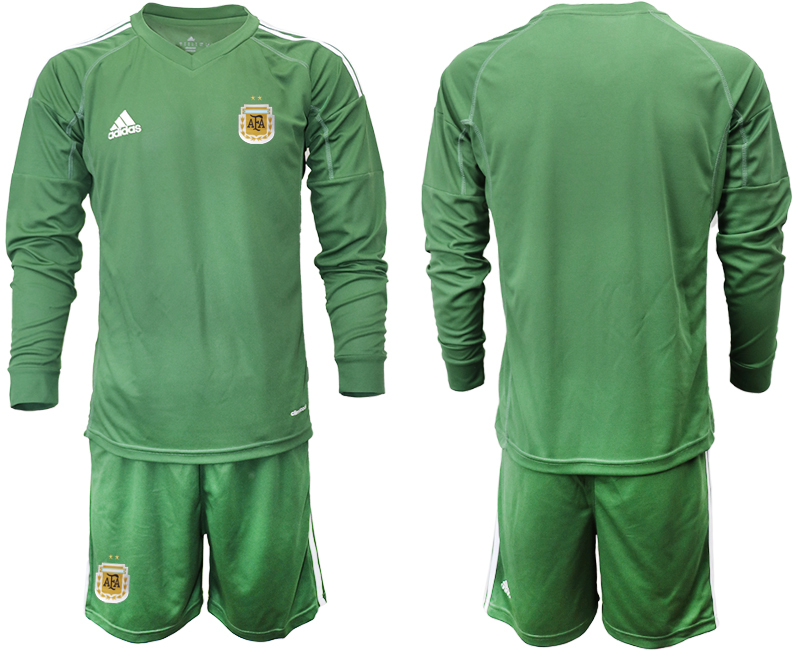 Men 2020-2021 Season National team Argentina goalkeeper Long sleeve green Soccer Jersey